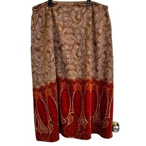 Croft & Barrow Boho tiered paisley floral midi skirt women 18